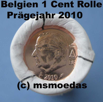 Belgien 1 Cent Rolle 2010 Sichtrolle Euromünzen