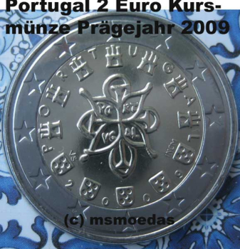 Portugal 2 Euro Kursmünze 2009 Stempelglanz