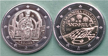 Andorra 2 x 2 Euro Gedenkmünzen 2021 Meritxell + Senioren