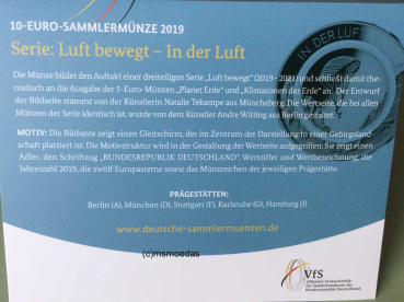 Deutschland 10 Euro 2019 In der Luft Sondermünzen F (Stuttgart) Proof