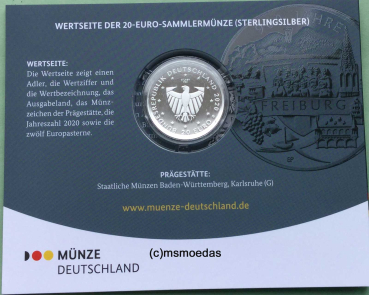 Preview: Deutschland 20 Euro Sondermünze 2020 Freiburg PP