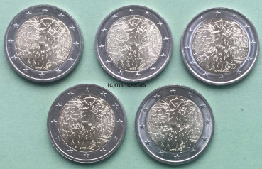 Deutschland 5 x 2 Euro Gedenkmünzen Mauerfall 2019 (A,D,F,G,J)