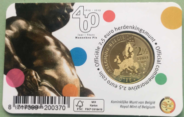 Preview: Belgien 2,50 Euro CoinCard 2019 Manneken Pis franz. Ausgabe