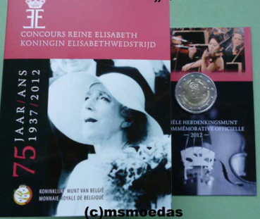 Belgien 2 Euro CoinCard 2012 Musikwettbewerb Königin Elizabeth