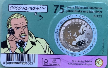 Preview: Belgien 5 Euro CoinCard 2021 Blake & Mortimer Sondermünze