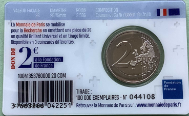 Frankreich 2 Euro Gedenkmünzen Medizinische Forschung 3 x CoinCard 2020 Danke, Helden, Union