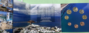 Preview: Griechenland Offizieller Kursmünzensatz 2021 (1 Cent bis 2 Euro Stier) Naxos BU