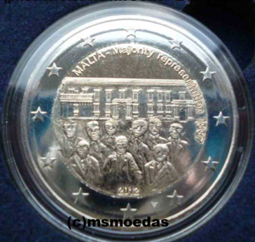 Malta 2 Euro Gedenkmünze 2012 Mehrheitswahlrecht (Kapsel, aus BU KMS) Münzzeichen
