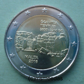 Malta 2 Euro Gedenkmünze 2016 Ggantija Tempel