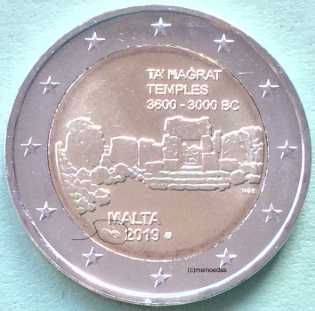 Malta 2 Euro Gedenkmünze 2019 Ta' Hagrat Tempeln Münzzeichen MdP