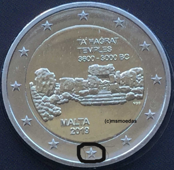 Malta 2 Euro Gedenkmünze 2019 Ta' Hagrat Tempeln Münzzeichen F