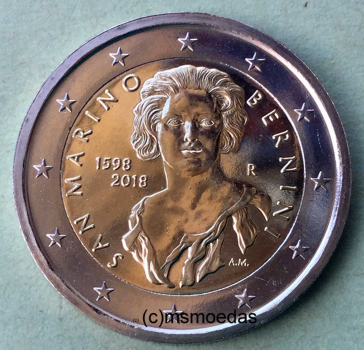 Preview: San Marino 2 Euro Blister Gedenkmünze 2018 Bernini FDC