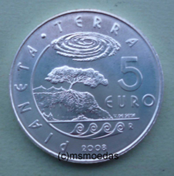 San Marino 5 Euro Silber Münze 2008 Planet Erde