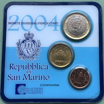 San Marino Minikit CoinCard mit 1 Cent + 10 Cent + 1 Euro 2004