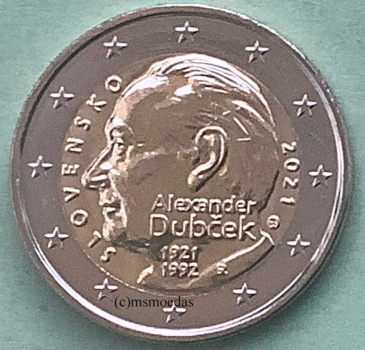 Slowakei 2 Euro Gedenkmünze 2021 Alexander Dubcek