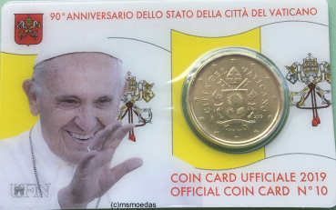 Vatikan 50 Euro-Cent Münze 2019 CoinCard No.10