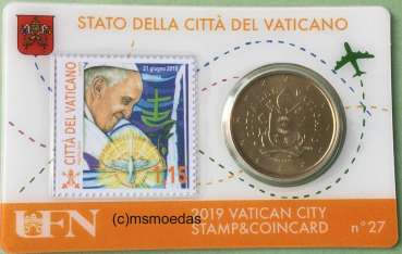 Vatikan 50 Euro-Cent Münze 2019 Stamp&CoinCard No.27 mit Briefmarke