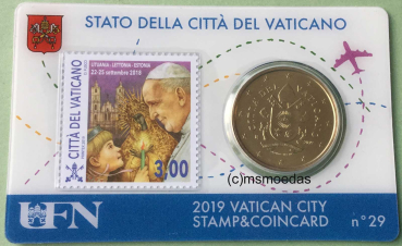 Vatikan 50 Euro-Cent Münze 2019 Stamp&CoinCard No.29 mit Briefmarke
