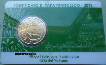 Preview: Vatikan 50 Euro-Cent Münze 2018 Stamp&CoinCard No.20 mit Briefmarke