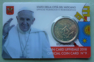 Vatikan 50 Euro-Cent Münze 2018 CoinCard No.9
