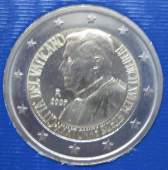 Preview: Vatikan 2 Euro Gedenkmünze 2007 Papst Benedikt Blister FDC