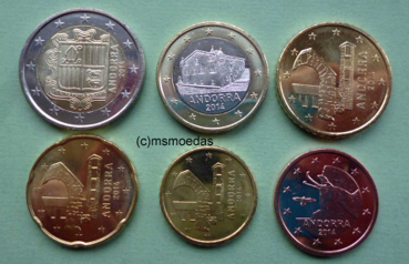 Andorra 5 Cent bis 2 Euro Münzen 2014