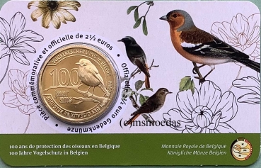 Belgien 2,50 Euro CoinCard 2022 Vogelschutz franz. Ausgabe