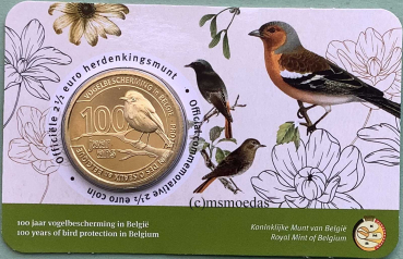 Belgien 2,50 Euro CoinCard 2022 Vogelschutz niederl. Ausgabe