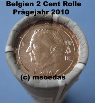 Belgien 2 Cent Rolle 2010 Euromünzen