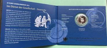 Deutschland 5x 10 Euro 2023 Feuerwehr Sondermünzen Komplettsatz ADFGJ Proof