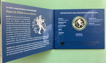 Preview: Deutschland 20 Euro Silber Sondermünze 2023 Grimms Märchen Hans im Glück PP