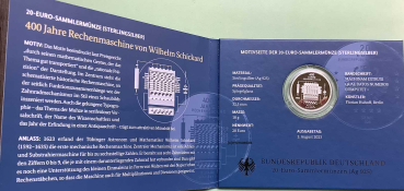 Preview: Deutschland 20 Euro Silber Sondermünze 2023 Rechenmaschine PP
