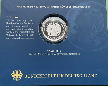 Deutschland 20 Euro Silber Sondermünze 2025 Müttergenesungswerk PP