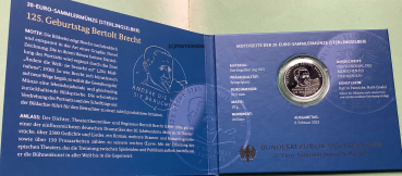 Preview: Deutschland 20 Euro Silber Sondermünze 2023 Bertolt Brecht PP