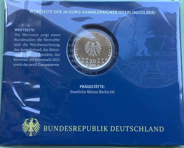 Deutschland 20 Euro Silber Sondermünze 2025 Berlinale PP
