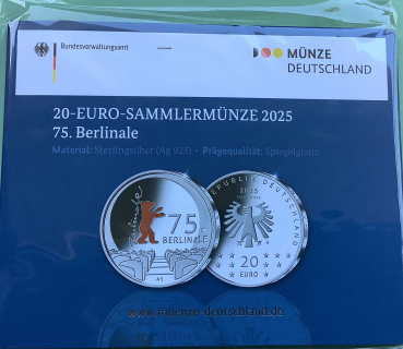 Deutschland 20 Euro Silber Sondermünze 2025 Berlinale PP