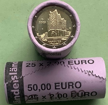 Deutschland 2 Euro Rolle Gedenkmünzen 2023 Hamburg Elbphilharmonie (D) München