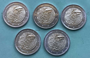 Preview: Deutschland 5 x 2 Euro Gedenkmünzen 2022 Erasmus-Programm (A,D,F,G,J) Münzkarte