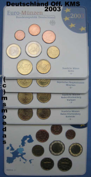 Deutschland Offizieller Kursmünzensatz 2003 A+D+F+G+J (1 Cent bis 2 Euro) BU