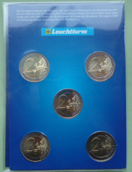 Preview: Deutschland 5 x 2 Euro Gedenkmünzen 2013 Baden-Württemberg (A,D,F,G,J) Münzkarte