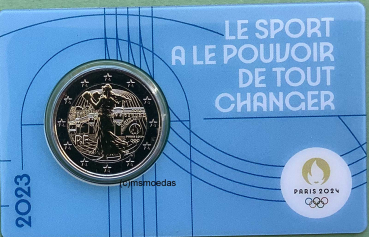 Frankreich 2 Euro CoinCard 2023 Olympische Spiele Paris 2024 Gedenkmünze Nr. 1 (blau) Faustkampf