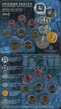 Griechenland Offizieller Kursmünzensatz 2005 (1 Cent bis 2 Euro) Stempelglanz