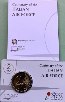 Preview: Italien 2 Euro CoinCard 2023 Luftstreitkräfte Gedenkmünze FDC