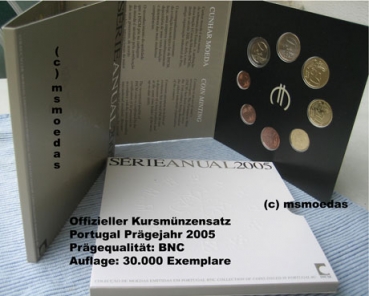 Portugal Offizieller Kursmünzensatz 2005 (1 Cent bis 2 Euro) BNC