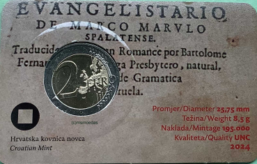 Preview: Kroatien 2 Euro 2024 CoinCard Marko Marulic Gedenkmünze