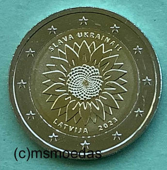 Lettland 2 Euro Gedenkmünze 2023 Ukrainische Sonnenblume