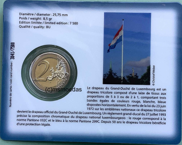 Preview: Luxemburg 2 Euro CoinCard 2022 Flagge Münzzeichen MdP Gedenkmünze