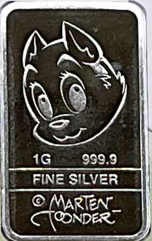 Niederlande 2025 Tom Poes 1 Gramm Silberbarren in Münzkarte