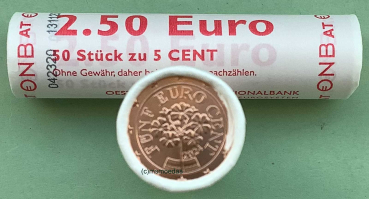 Oesterreich 5 Cent Rolle 2024 Euromünzen