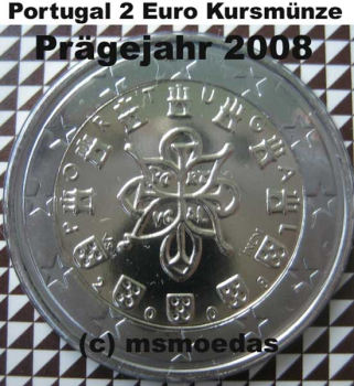 Portugal 2 Euro Kursmünze 2008 Stempelglanz